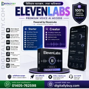 ElevenLabs Price in BD premium AI voice generator Starter and Creator subscription in Bangladesh with text to speech speech to text voice cloning sound effects music and dubbing studio